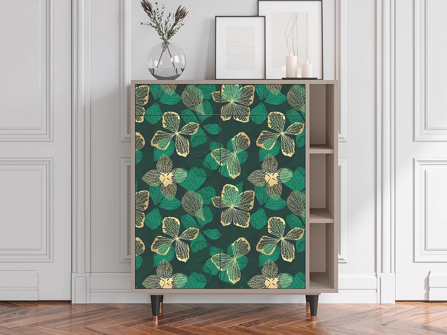 Credenza - 96х110х41 cm - BS6 - Green Flower, Latte