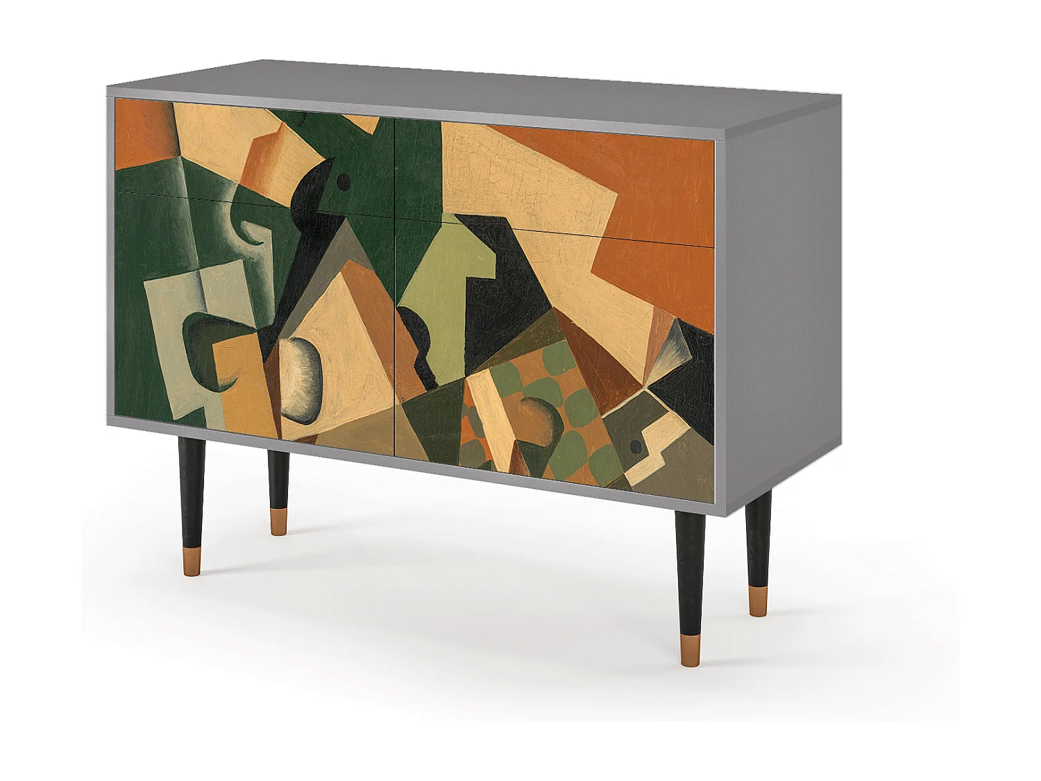Buffet - 115x85x48 cm - BS4 - Glass and Checkerboard, Gris
