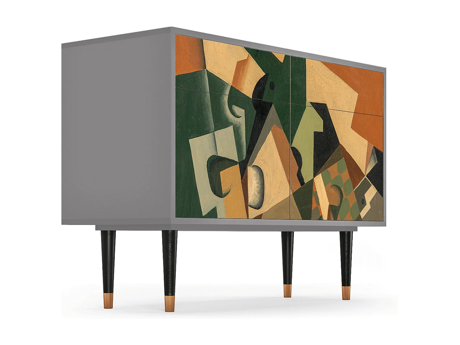 Buffet - 115x85x48 cm - BS4 - Glass and Checkerboard, Gris