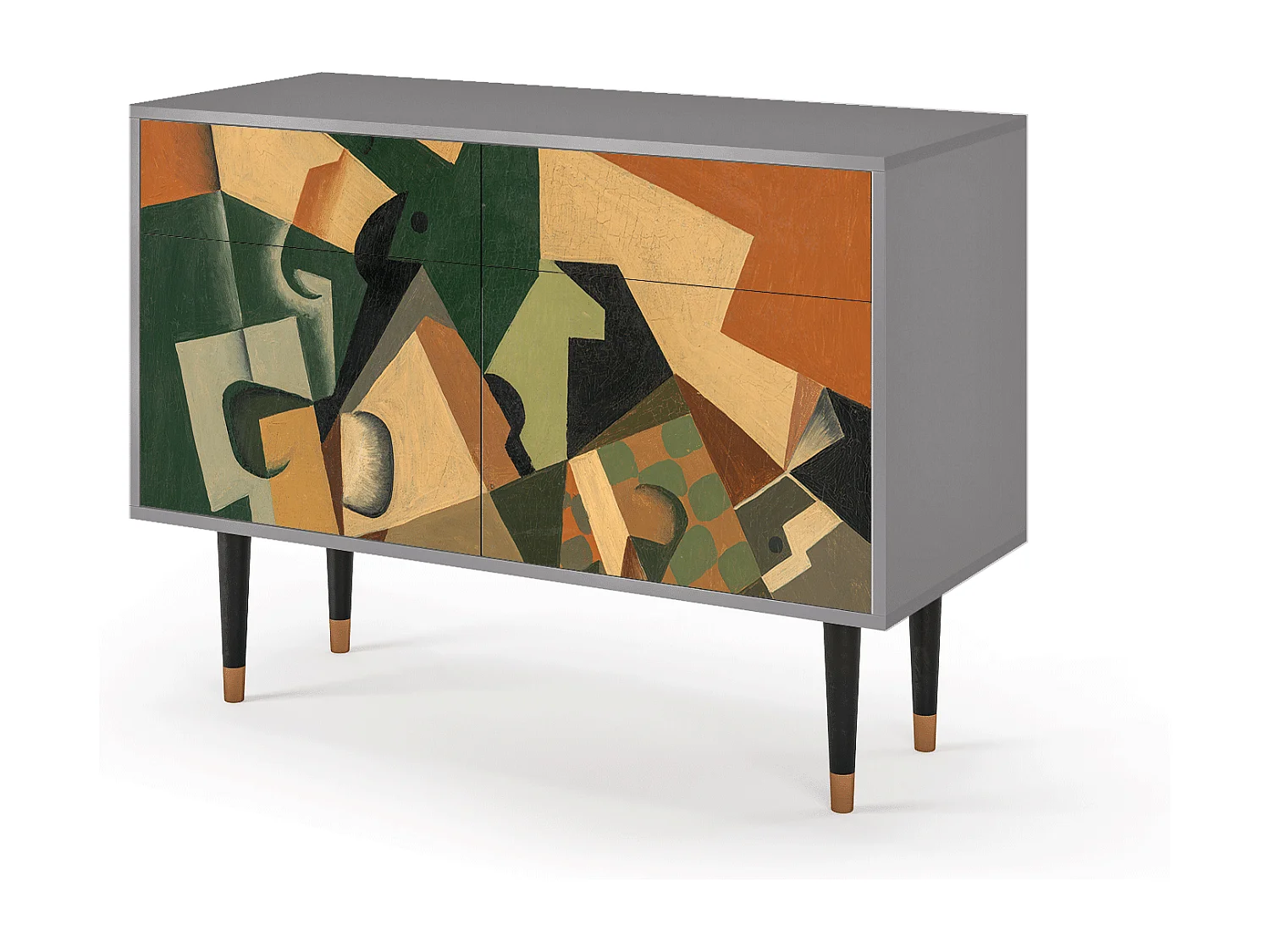 Buffet - 115x85x48 cm - BS4 - Glass and Checkerboard, Gris