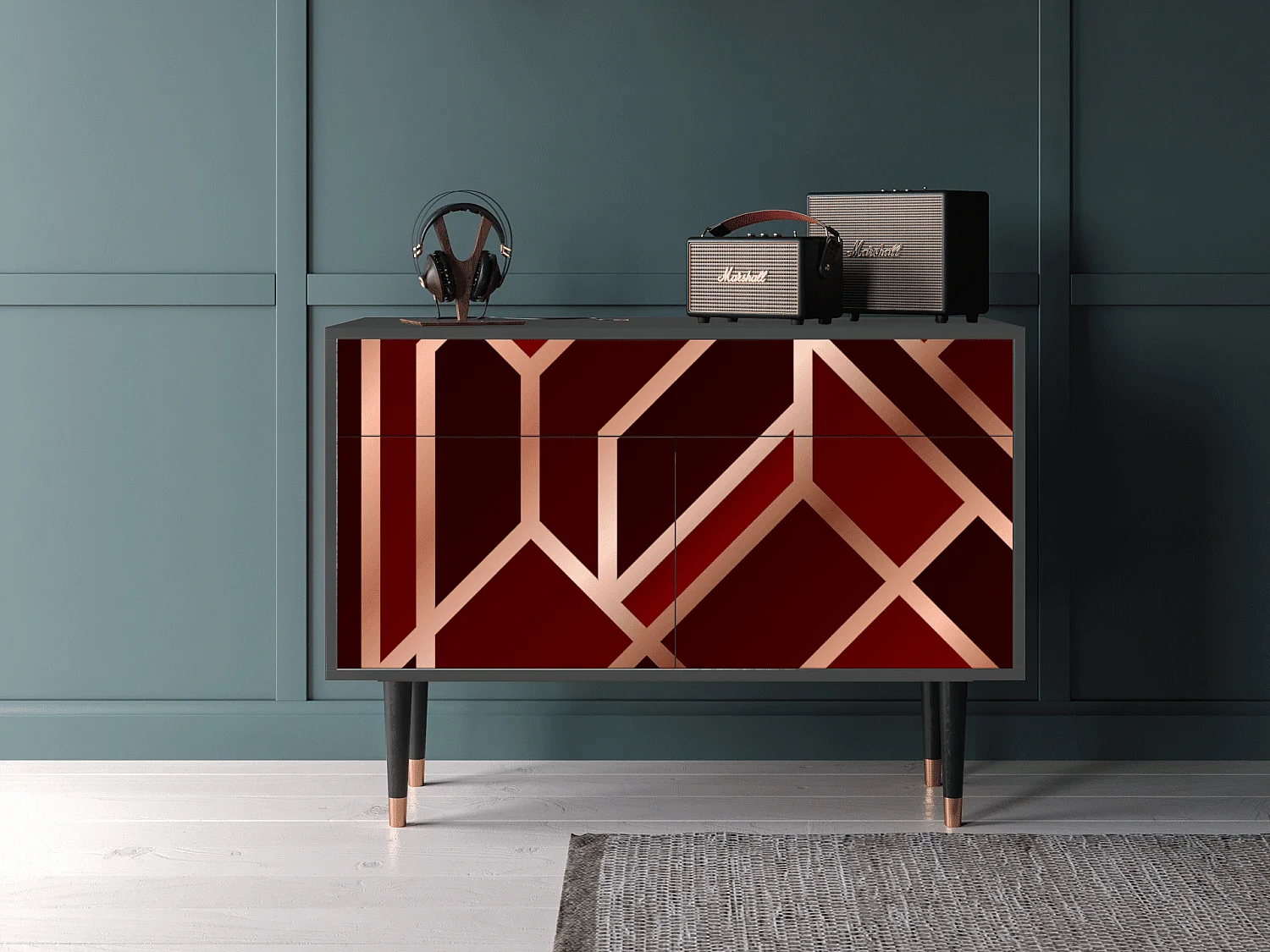 Credenza - 115x85x48 cm - BS4 - Velvet 1920's, Antracite