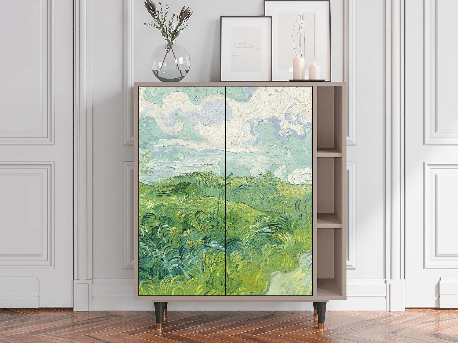 Sideboard - 96х110х41 cm - BS6 - Green Wheat Fields, Latte