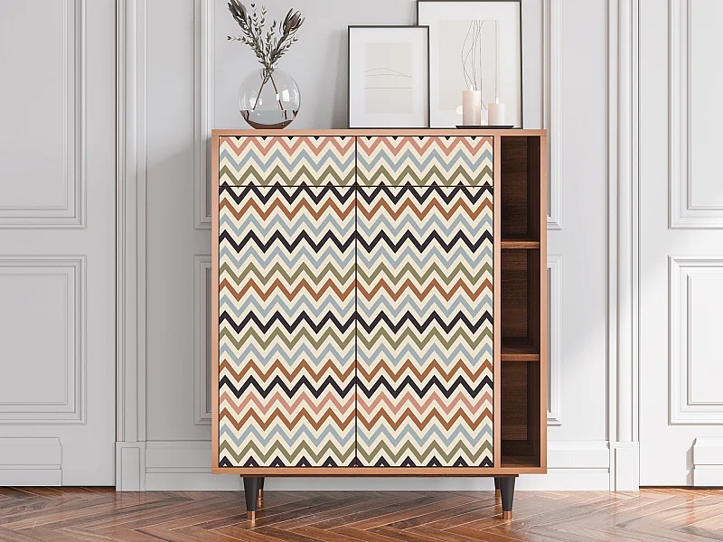 Kredens - 96х110х41 cm - BS6 - Bright Ripple, Orzech