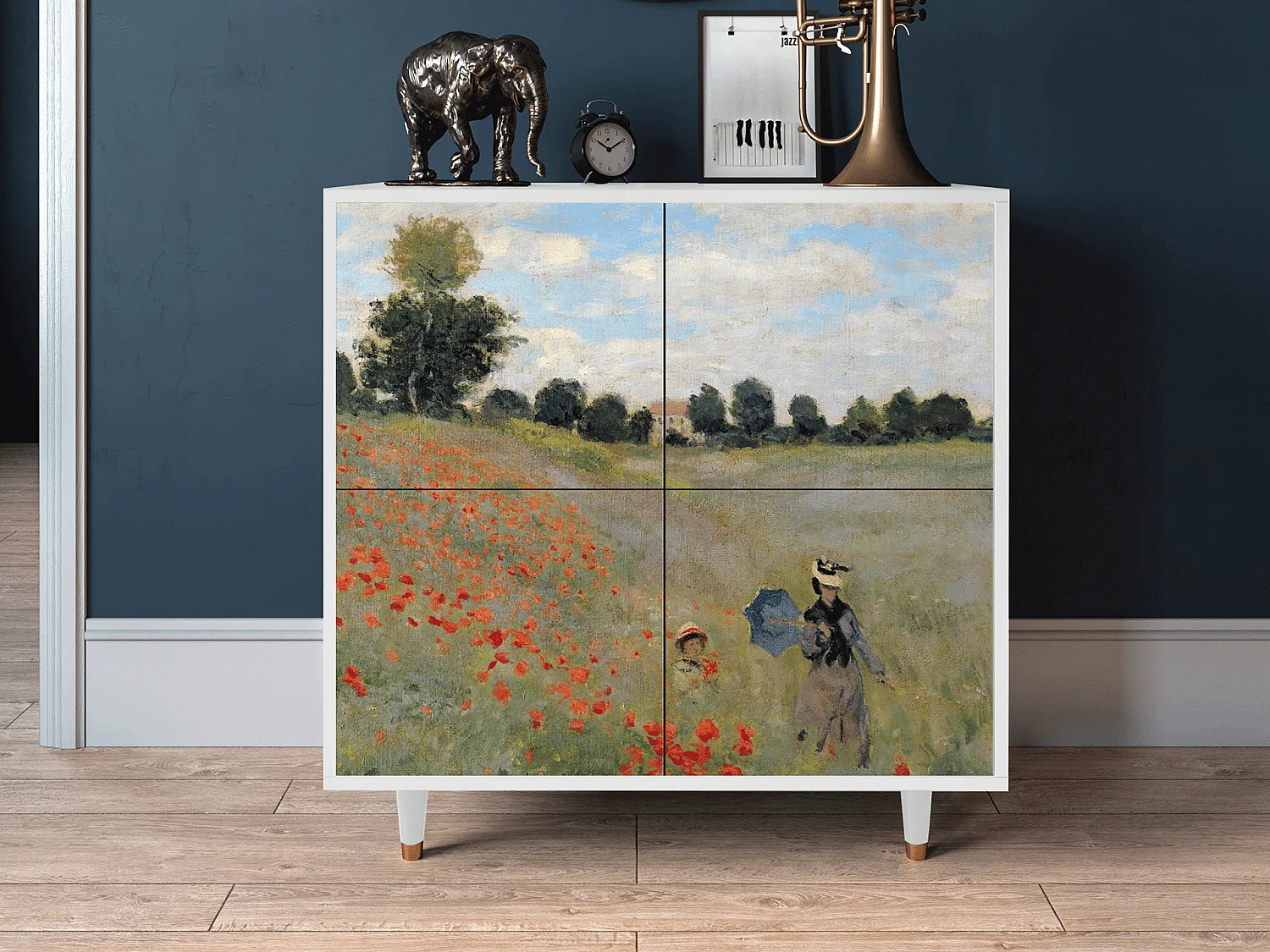 Kredens - 94x96x48 cm - BS3 - The Poppy Field   , Biały