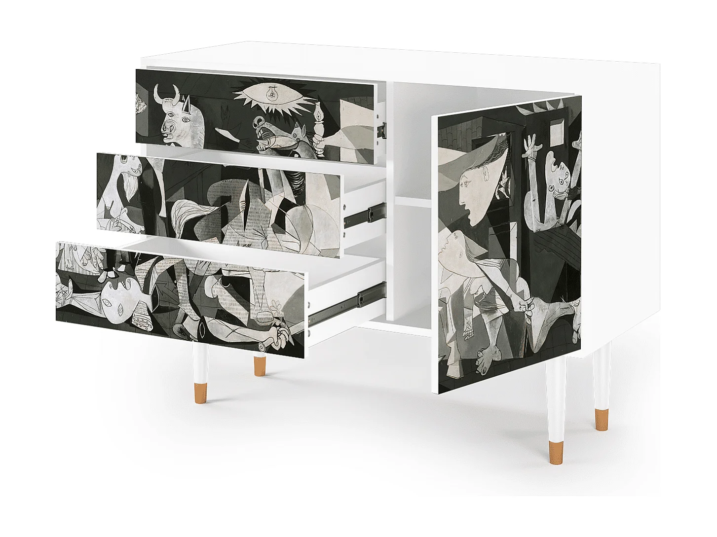 Kredens - 115х84х41 cm - S3 - Guernica by Picasso, Biały