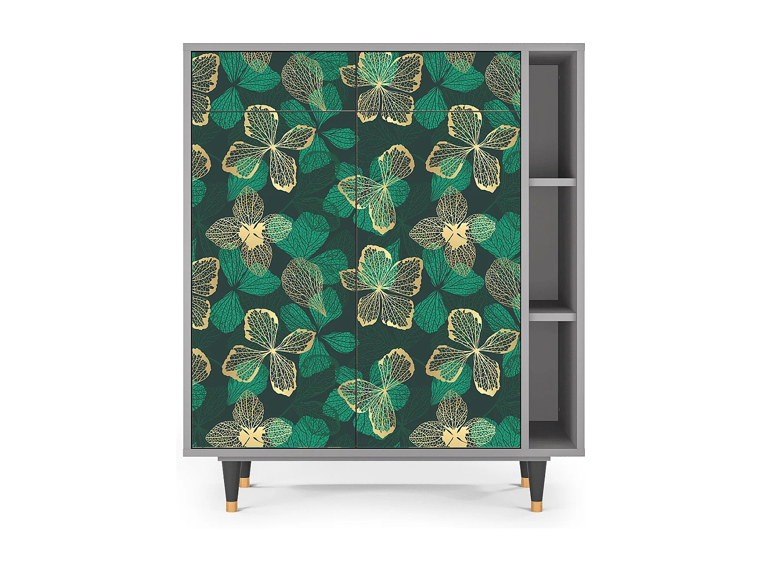 Kredens - 96х110х41 cm - BS6 - Green Flower, Szary