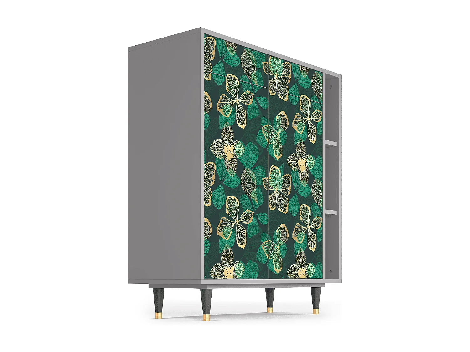 Kredens - 96х110х41 cm - BS6 - Green Flower, Szary