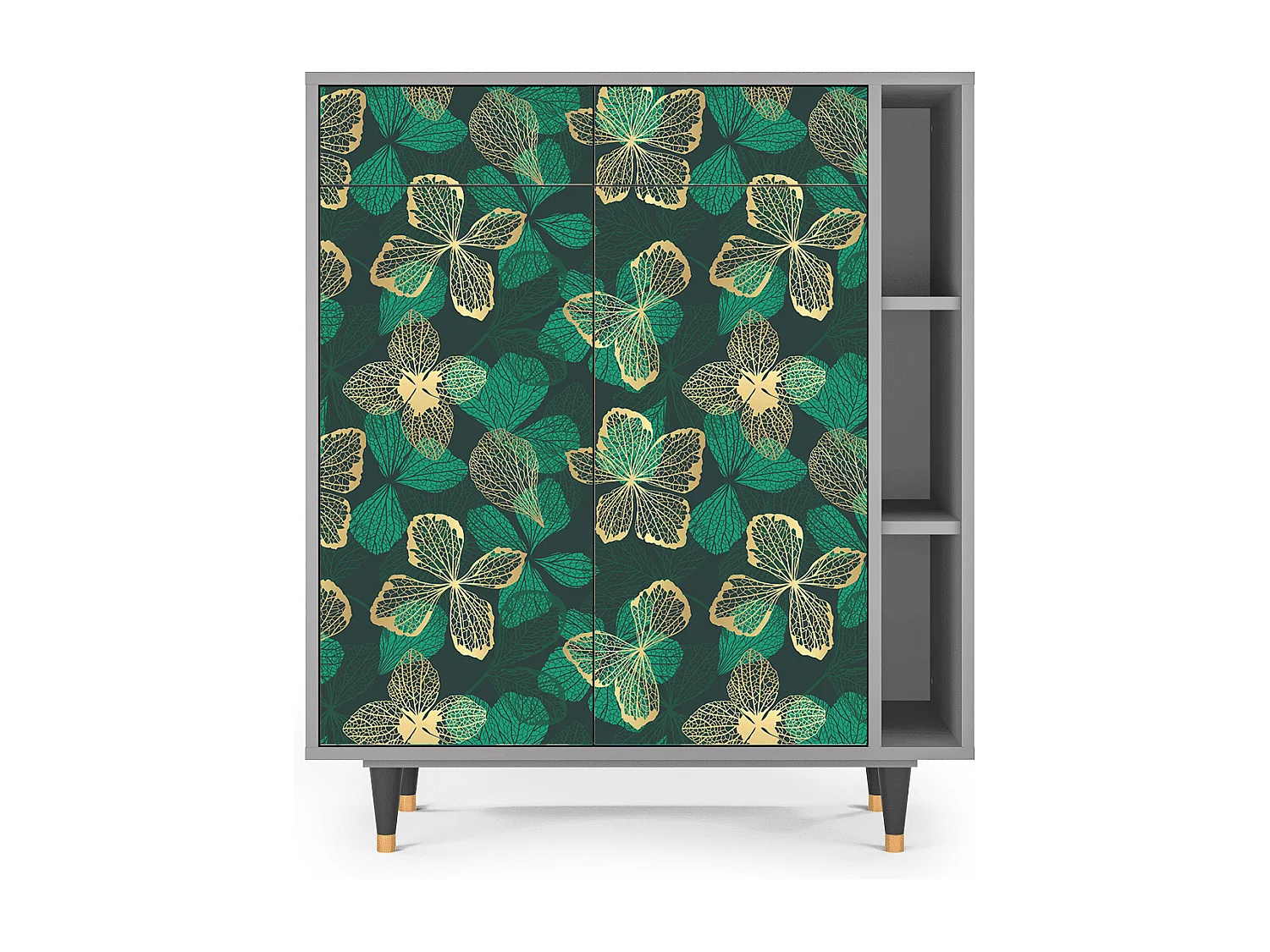 Kredens - 96х110х41 cm - BS6 - Green Flower, Szary