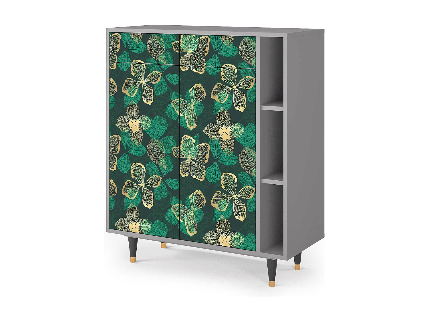 Kredens - 96х110х41 cm - BS6 - Green Flower, Szary