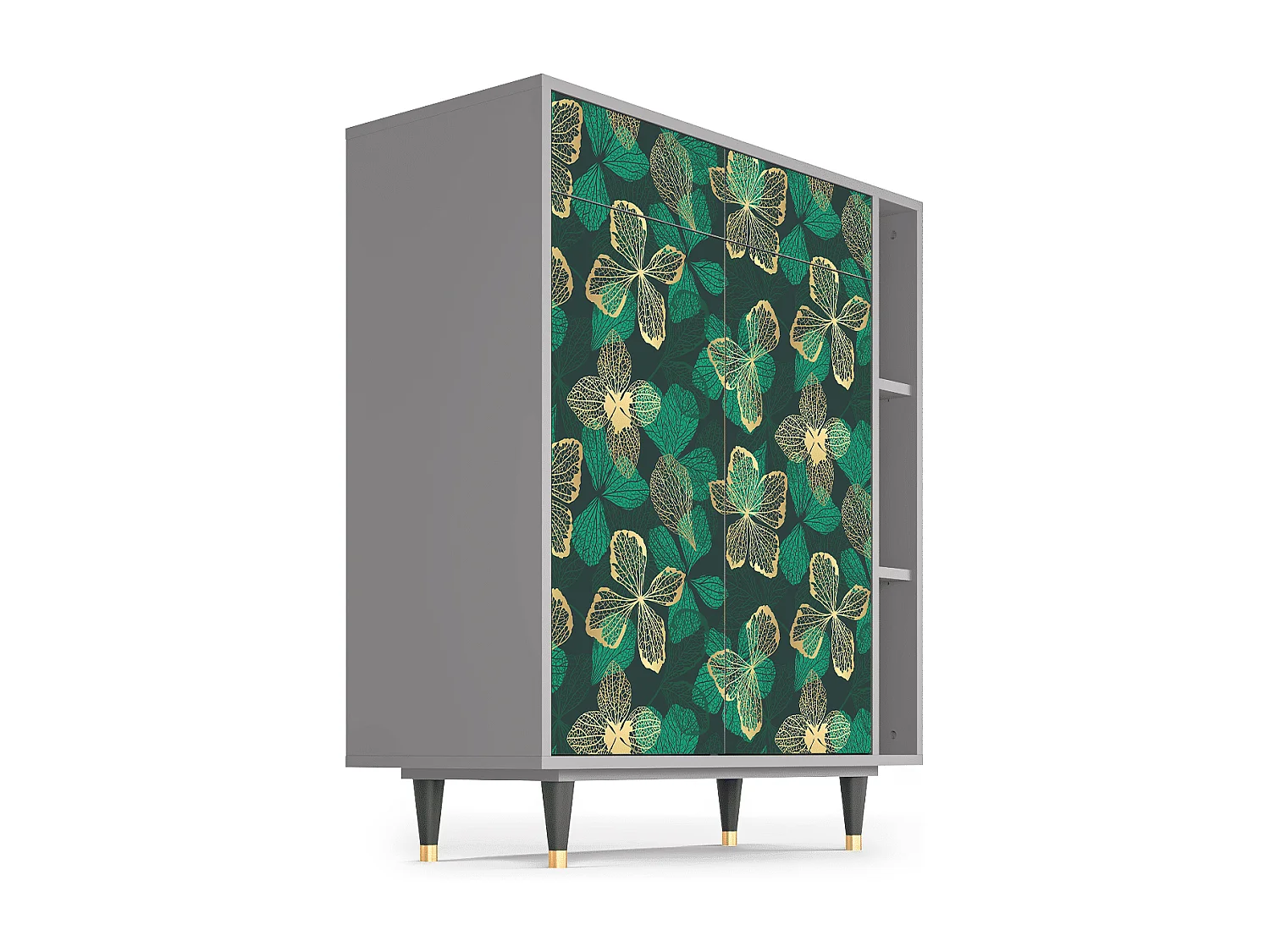 Kredens - 96х110х41 cm - BS6 - Green Flower, Szary