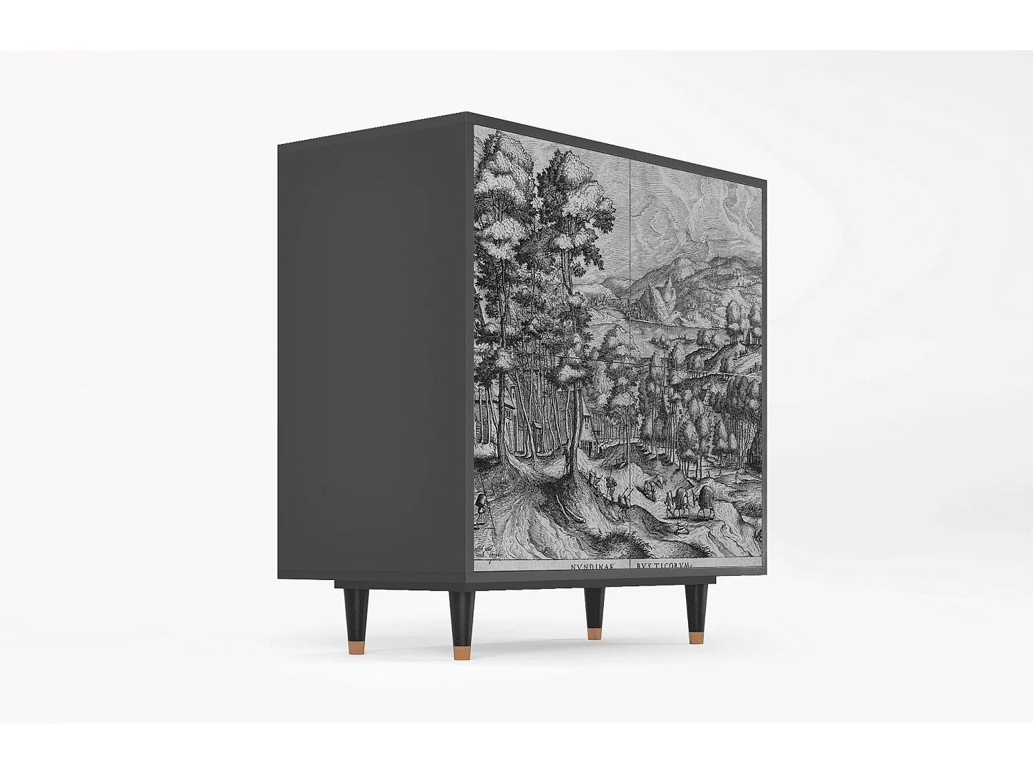 Kredens - 94x96x48 cm - BS3 - Rusticorum, Antracyt