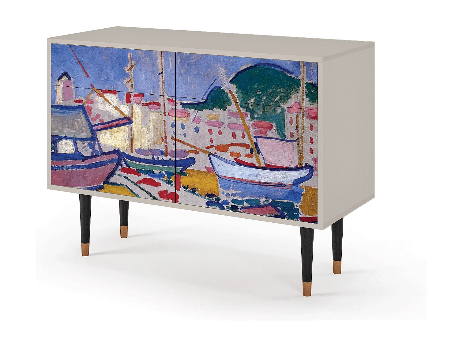 Kredens - 115x85x48 cm - BS4 - The Port of Collioure , Piaskowy