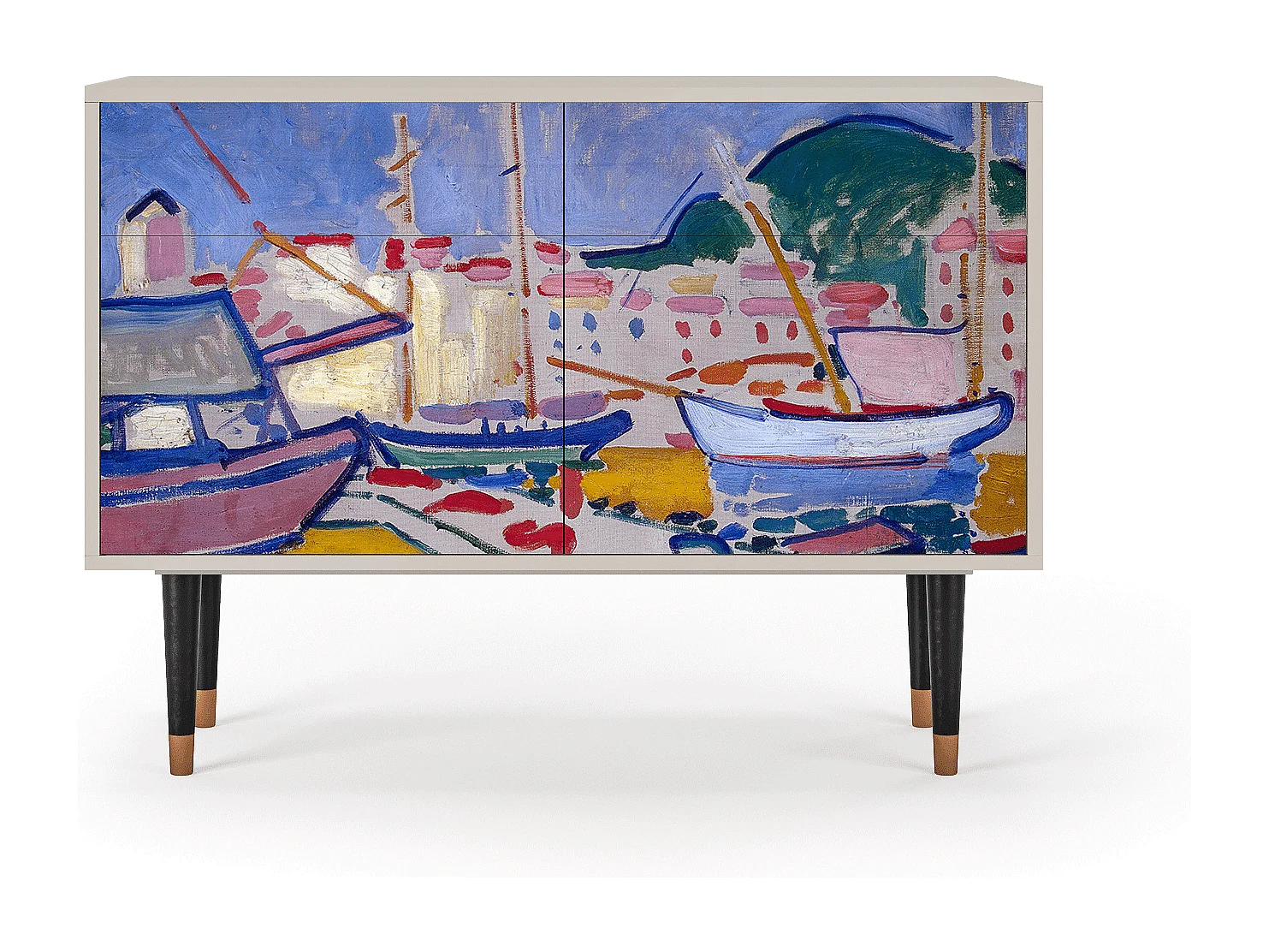 Kredens - 115x85x48 cm - BS4 - The Port of Collioure , Piaskowy