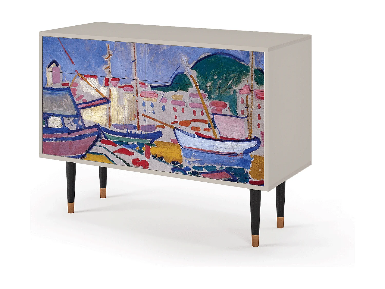 Kredens - 115x85x48 cm - BS4 - The Port of Collioure , Piaskowy