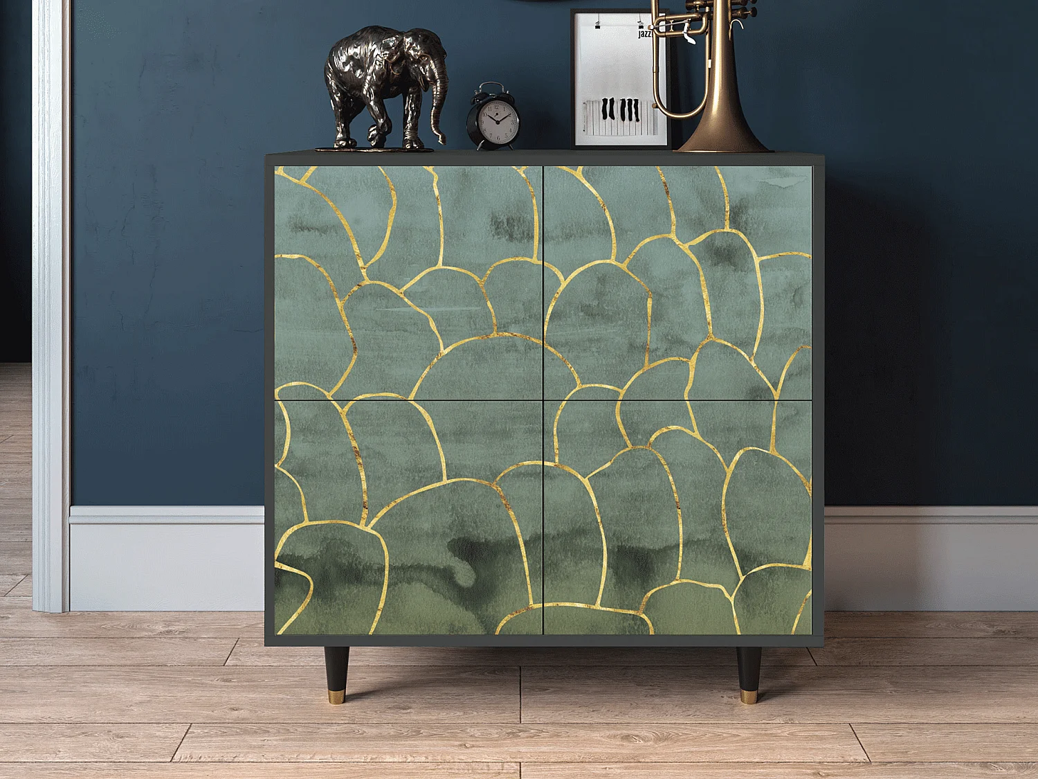 Buffet - 94x96x48 cm - BS3 - Magnificent Water Lily, Anthracite