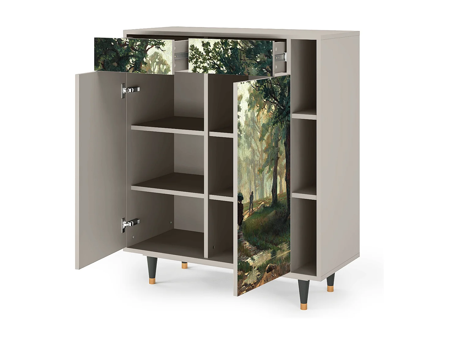 Kredens - 96х110х41 cm - BS6 -  Rain in the Oak Forest, Piaskowy