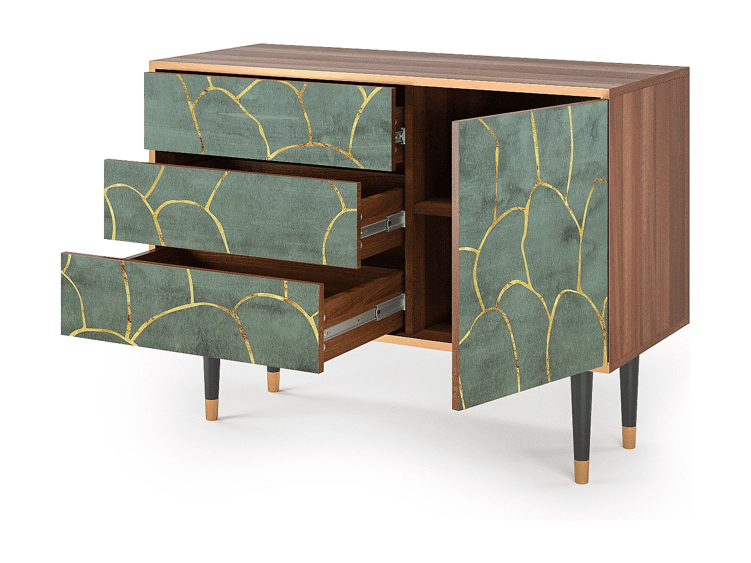 Kredens - 115х84х41 cm - S3 - Magnificent Water Lily, Orzech