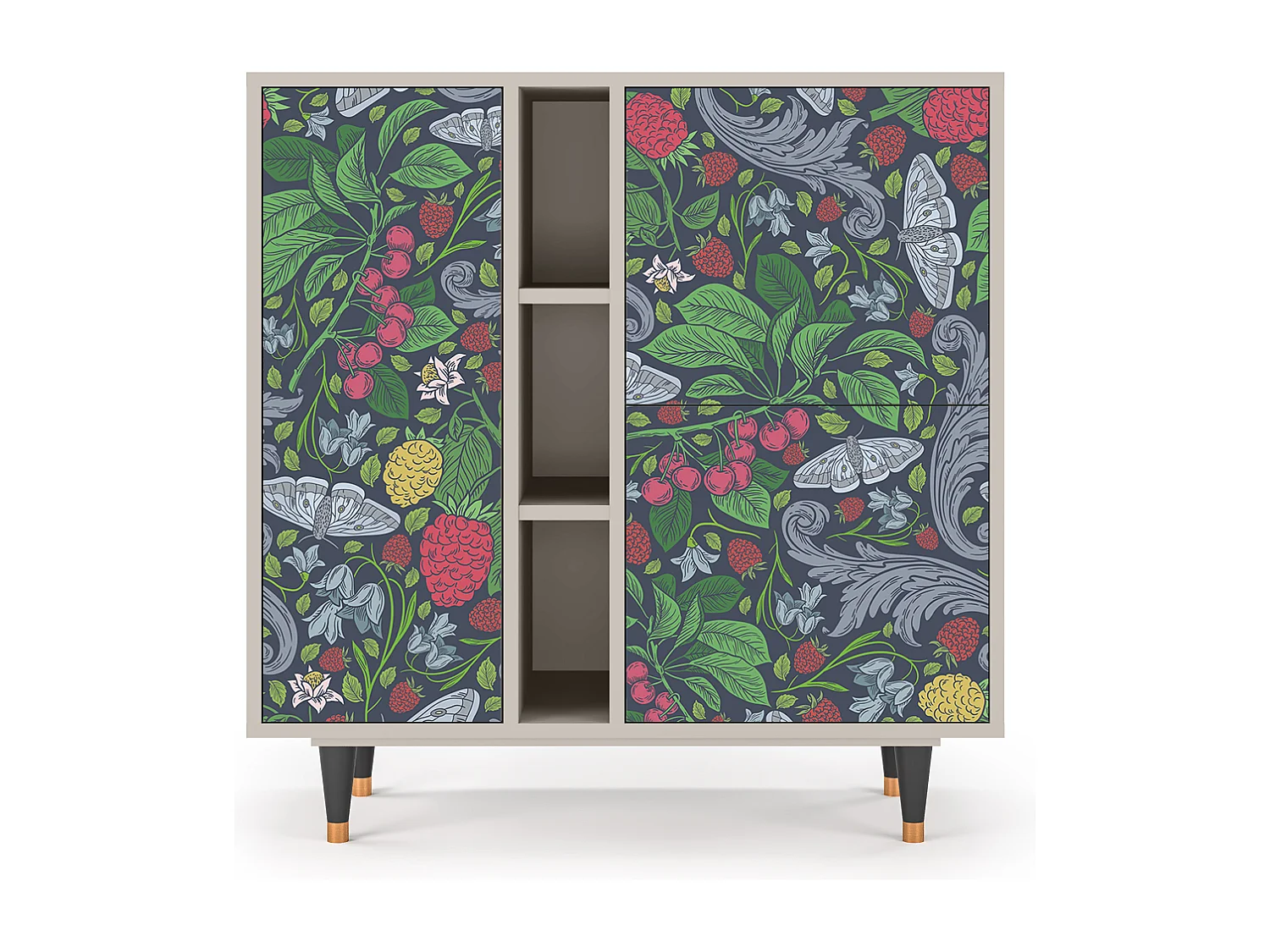 Kredens - 94х96х41 cm - BS5 - Summer Berries, Piaskowy