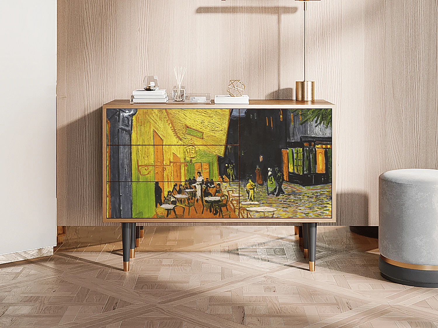 Sideboard - 115х84х41 cm - S3 - Café Terrace at Night, Walnuss
