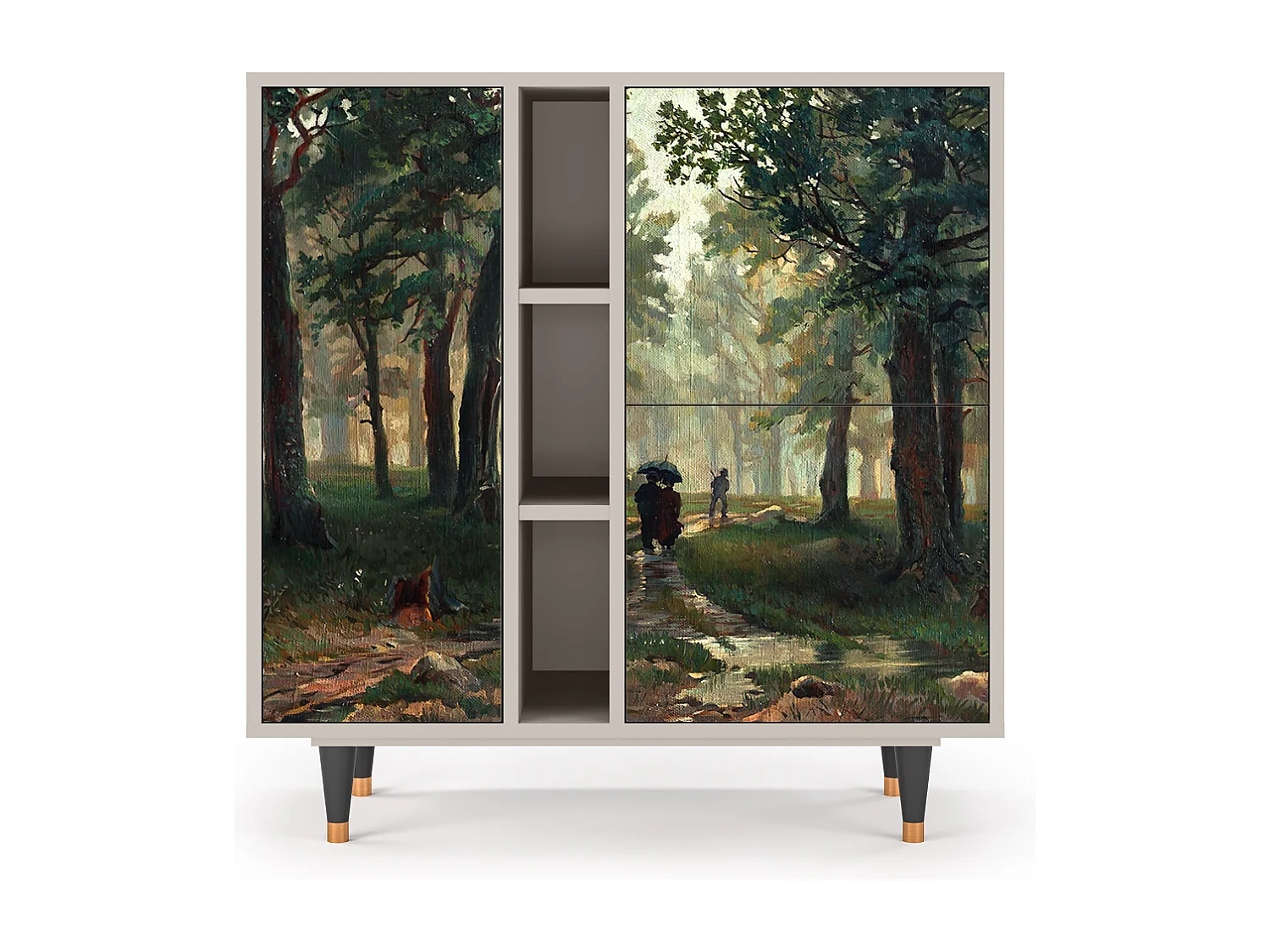 Kredens - 94х96х41 cm - BS5 -  Rain in the Oak Forest, Piaskowy