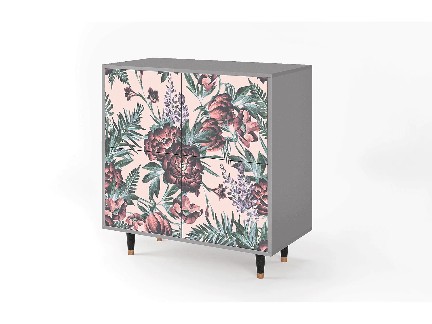 Aparador - 94x96x48 cm - BS3 - Peach Peonies, Cinza