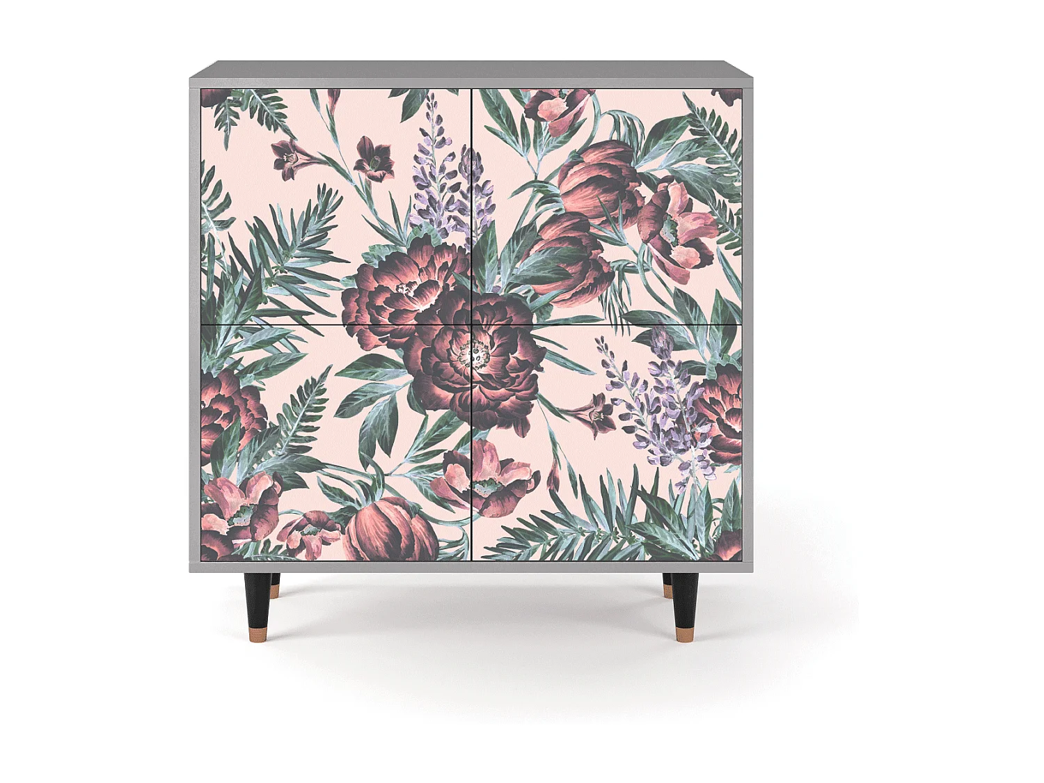 Credenza - 94x96x48 cm - BS3 - Peach Peonies, Grigio