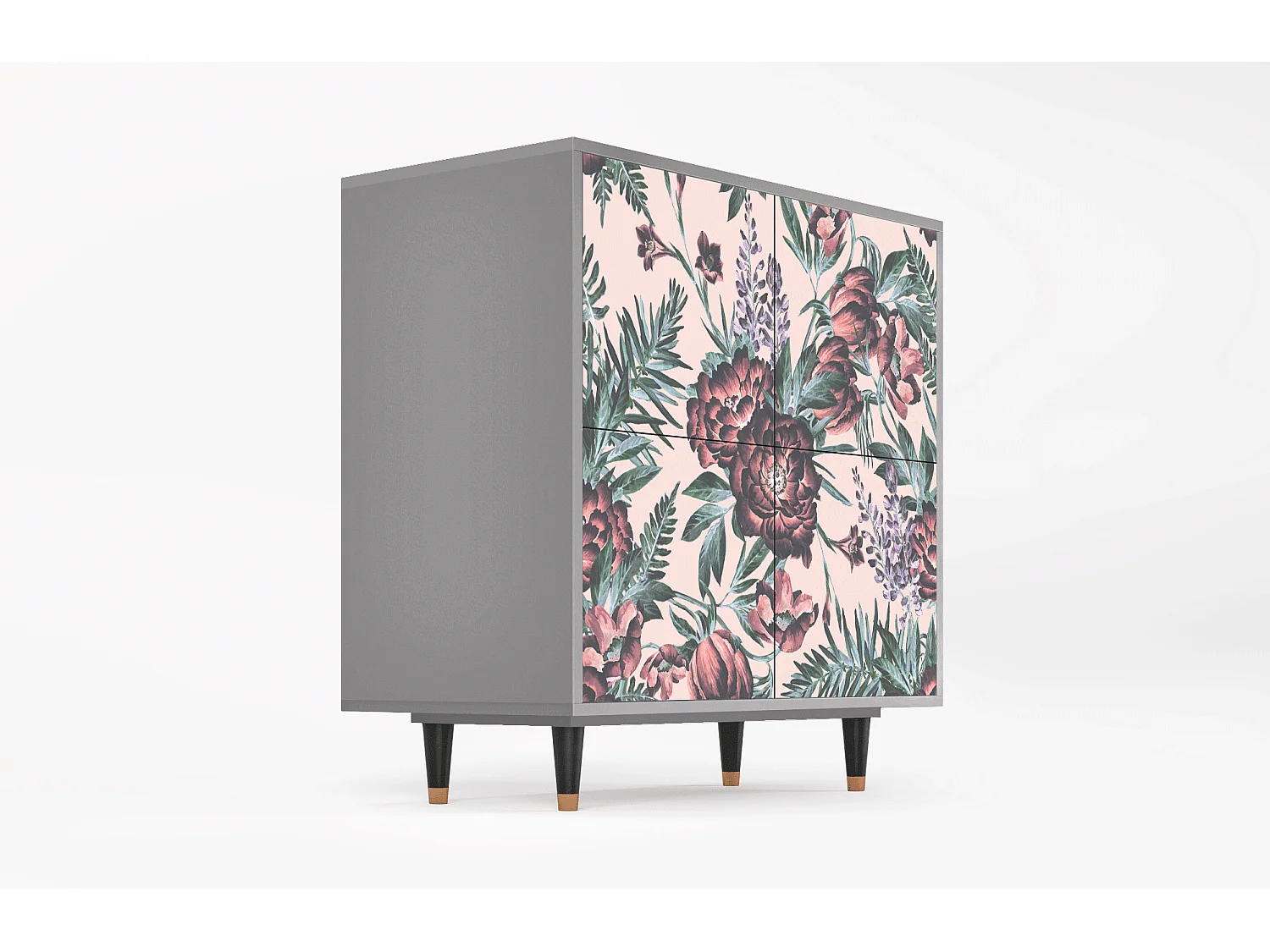Credenza - 94x96x48 cm - BS3 - Peach Peonies, Grigio