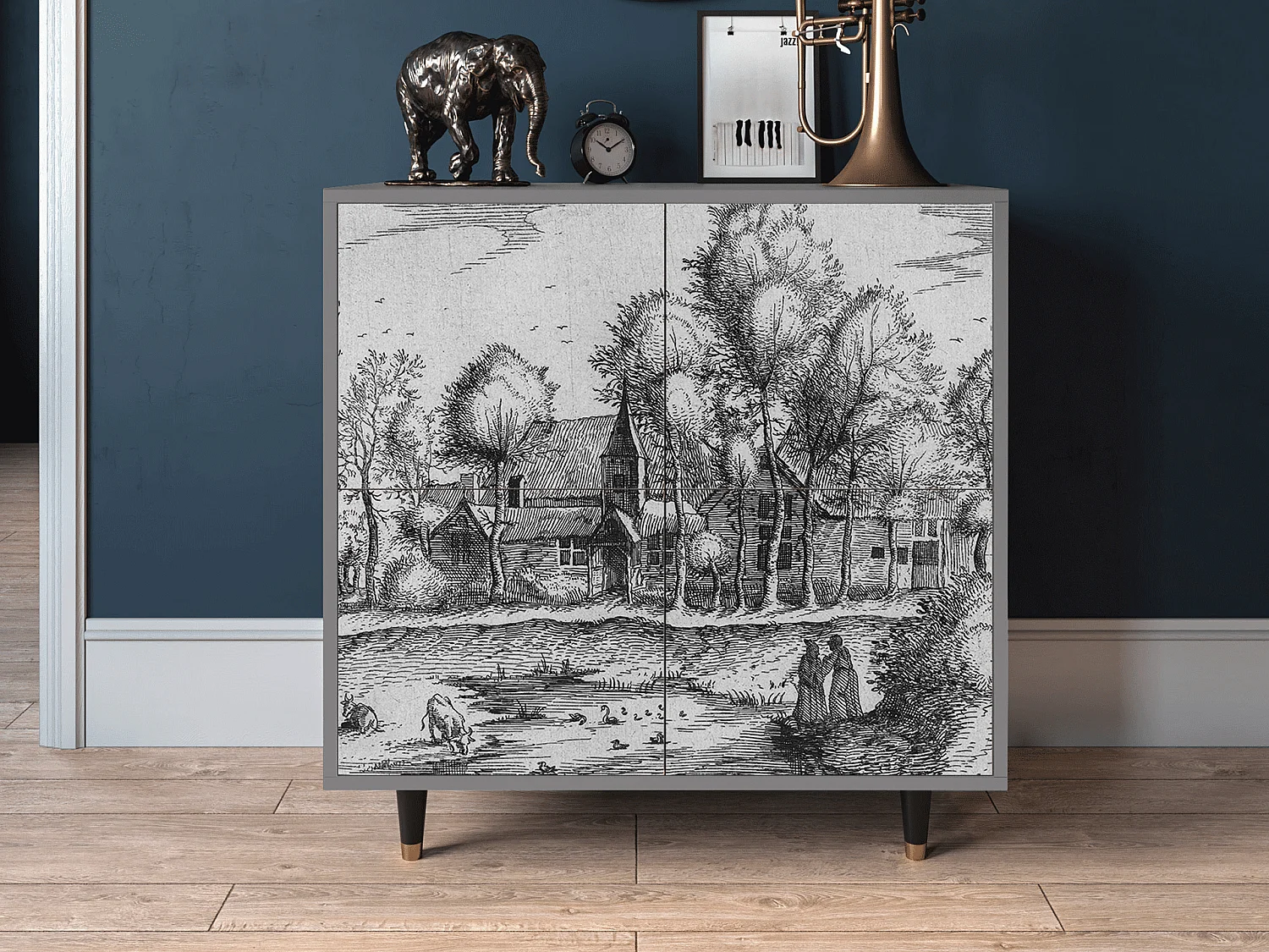 Kredens - 94x96x48 cm - BS3 - A Pond, Szary