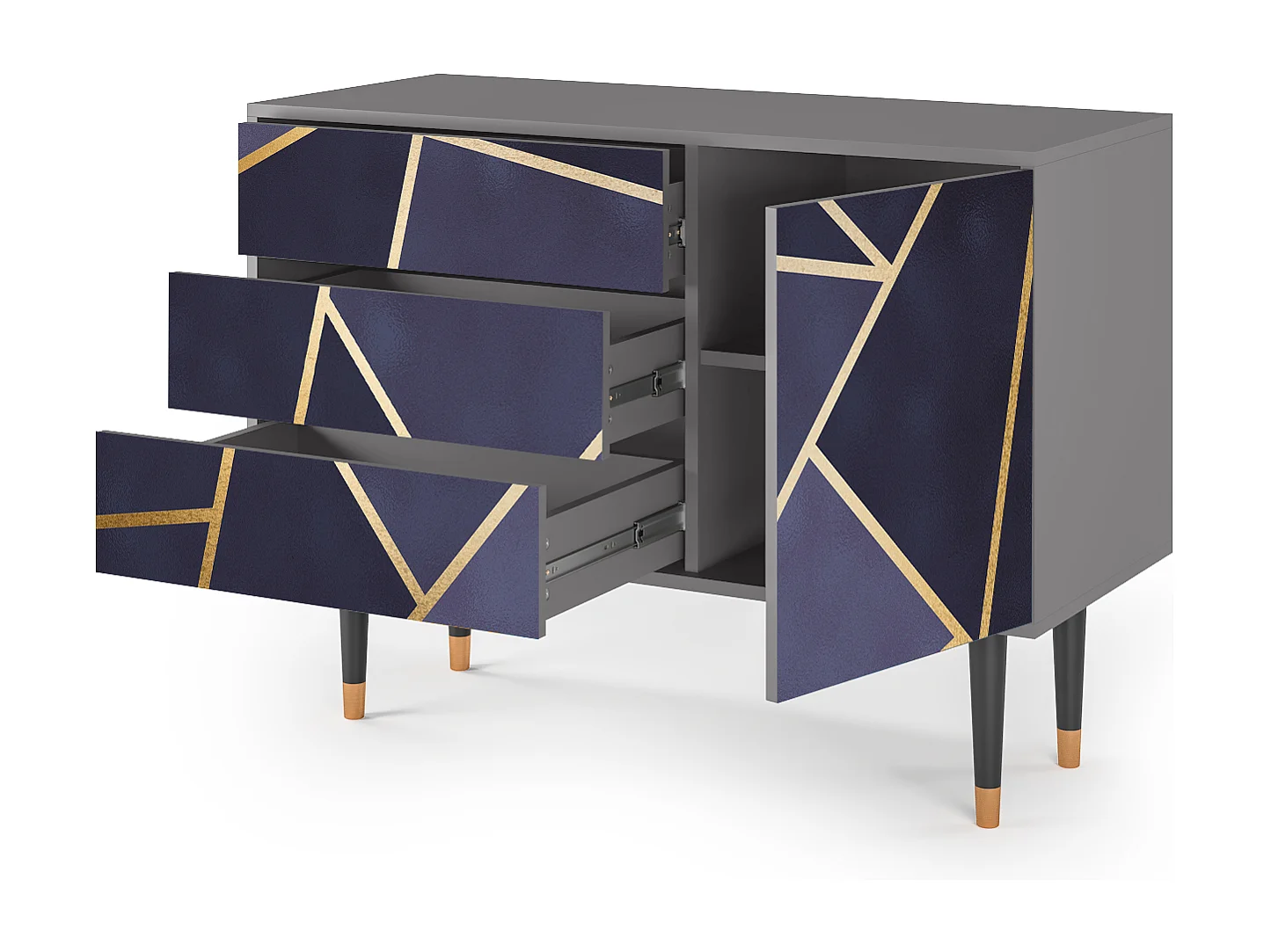 Kredens - 115х84х41 cm - S3 - The Amethyst, Szary