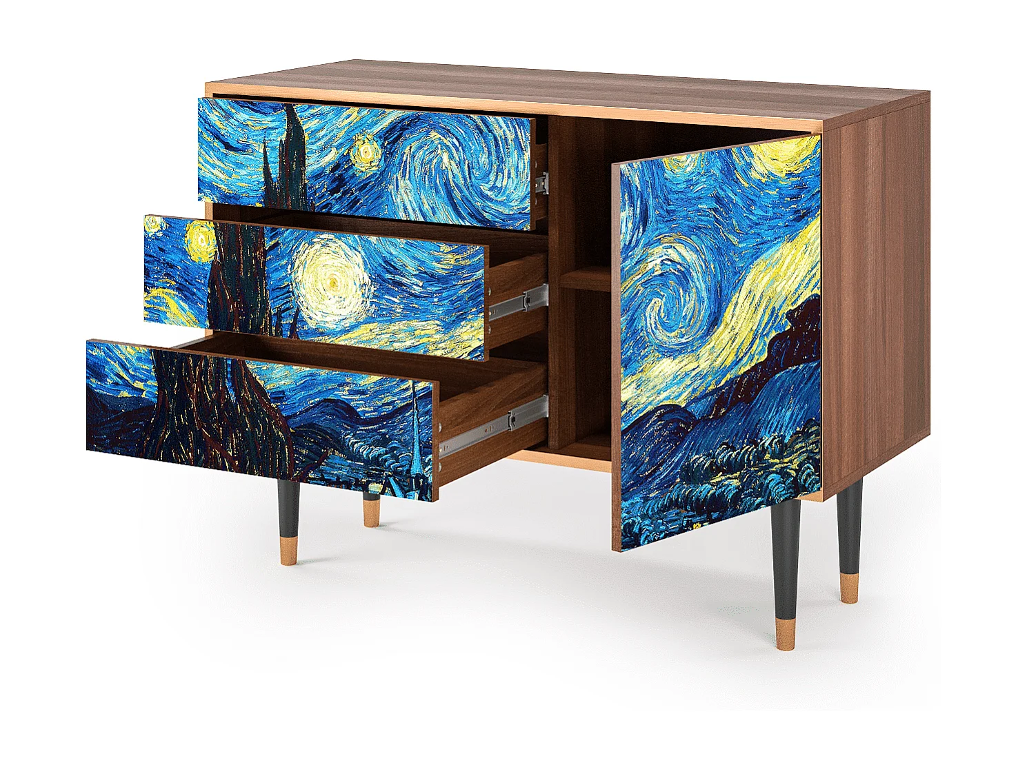 Dressoir - 115х84х41 cm - S3 - The Starry Night  , Walnoot