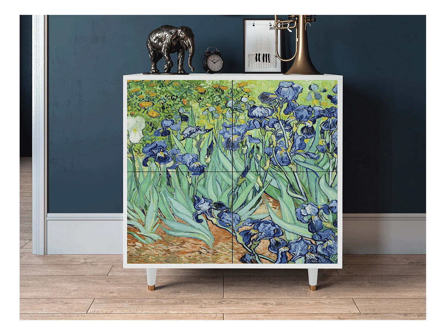 Kredens - 94x96x48 cm - BS3 - Irises , Biały
