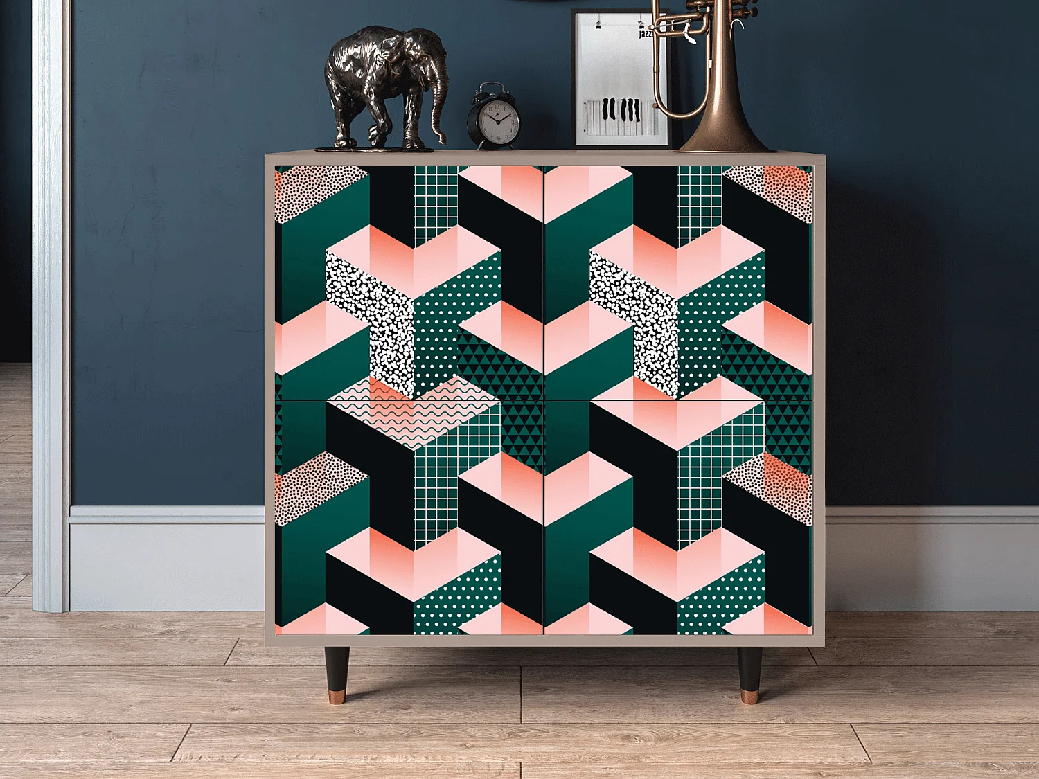 Buffet - 94x96x48 cm - BS3 - Geometric Madness, Latte