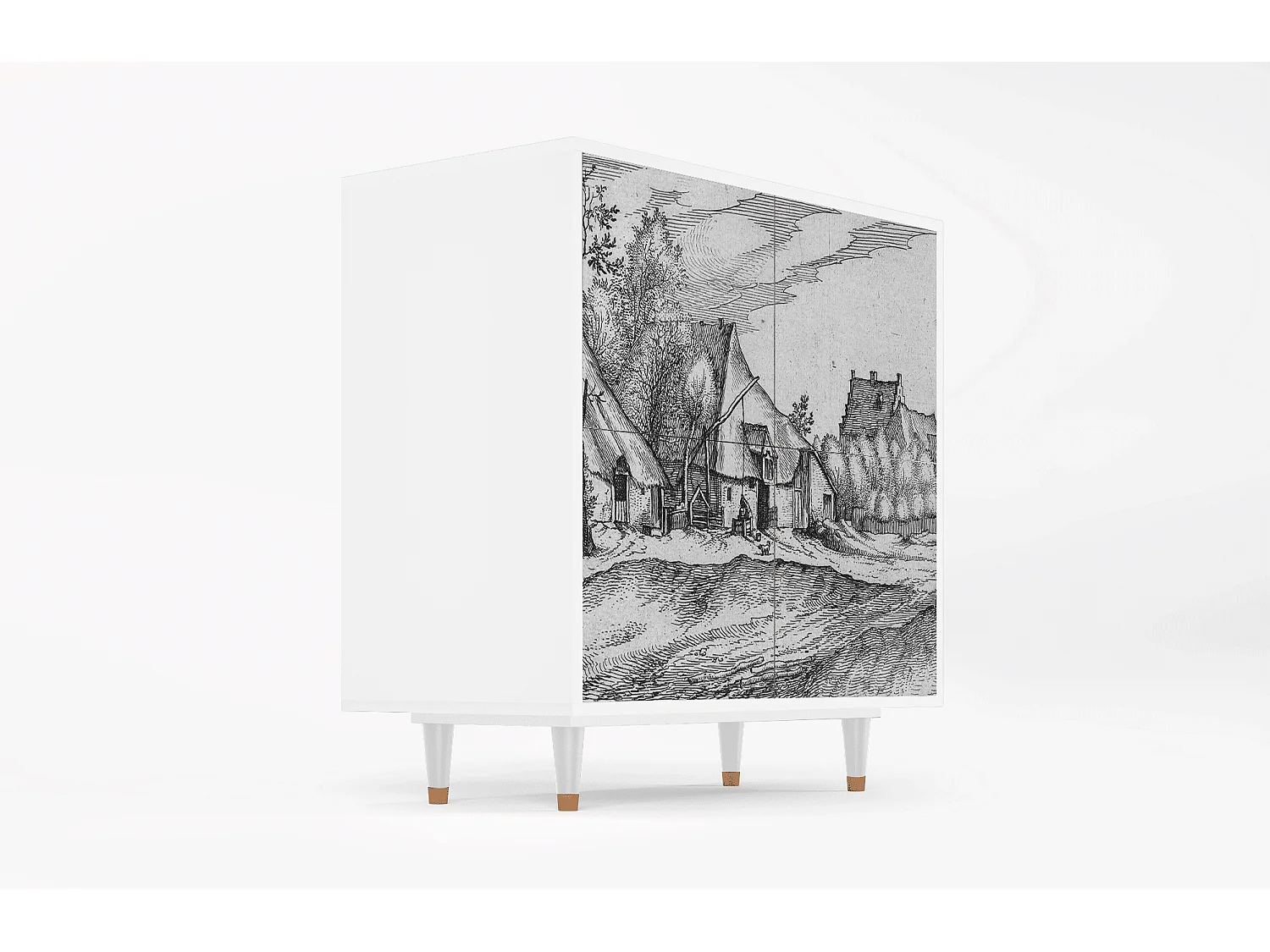 Buffet - 94x96x48 cm - BS3 - Farms in a Village, Blanc