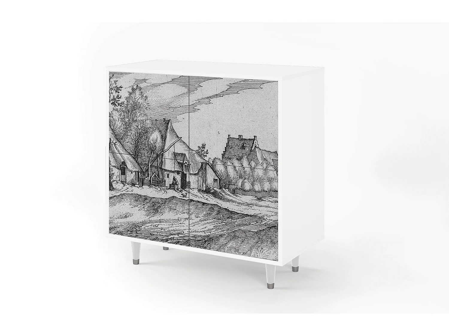 Buffet - 94x96x48 cm - BS3 - Farms in a Village, Blanc