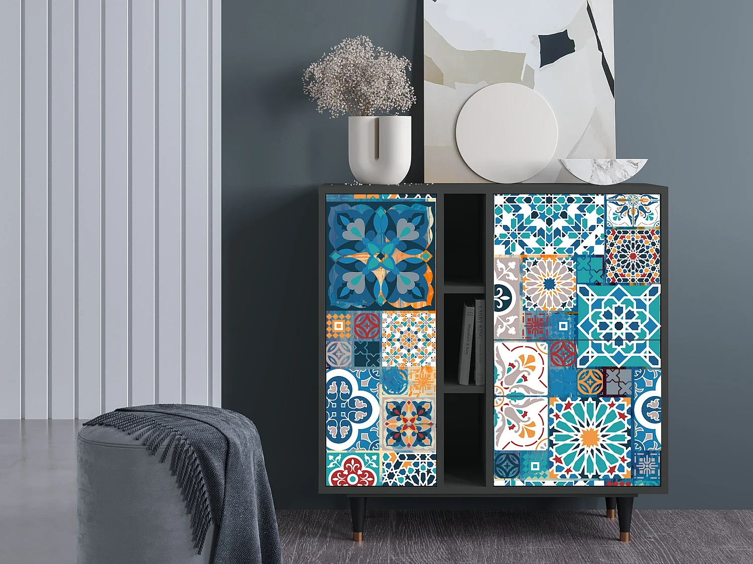 Dressoir - 94х96х41 cm - BS5 - Moroccan Market, Antraciet