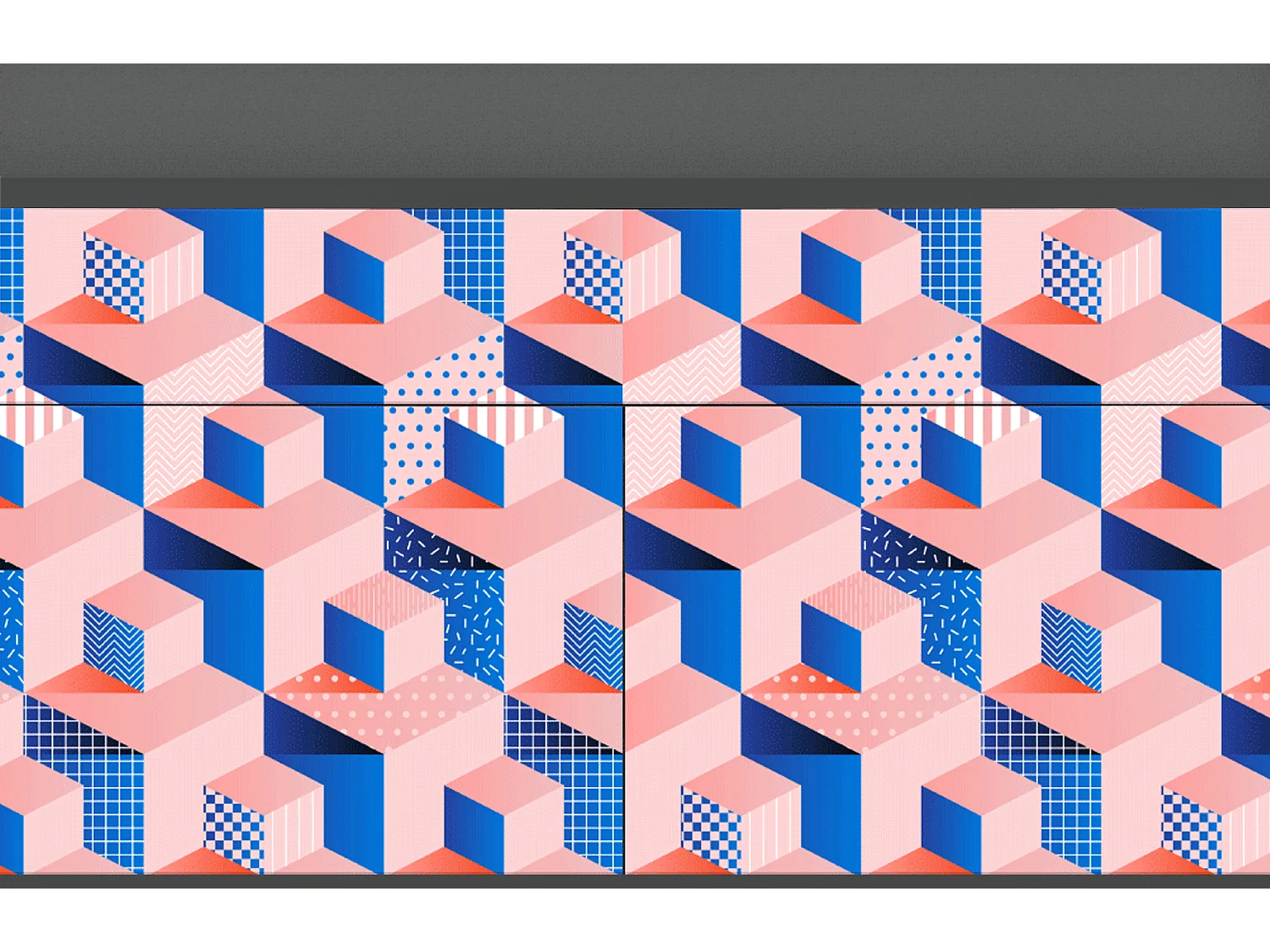 Kredens - 115x85x48 cm - BS4 - Pinky Squares, Antracyt