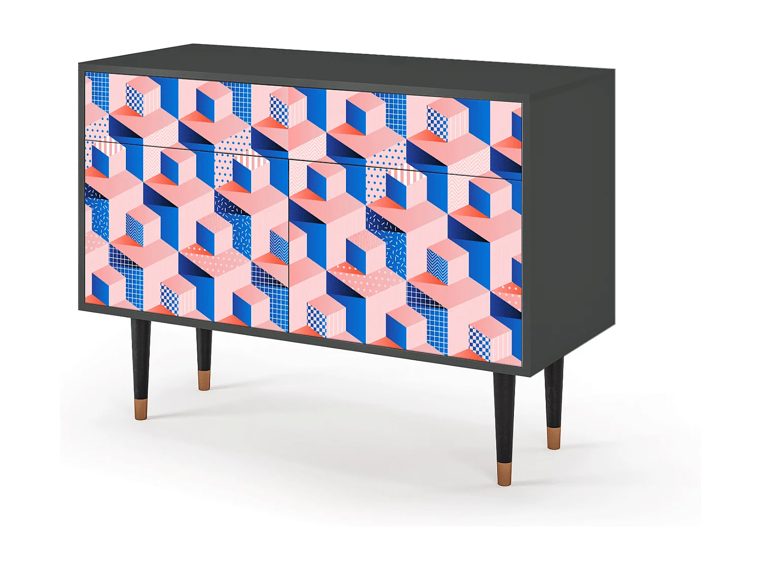 Buffet - 115x85x48 cm - BS4 - Pinky Squares, Anthracite