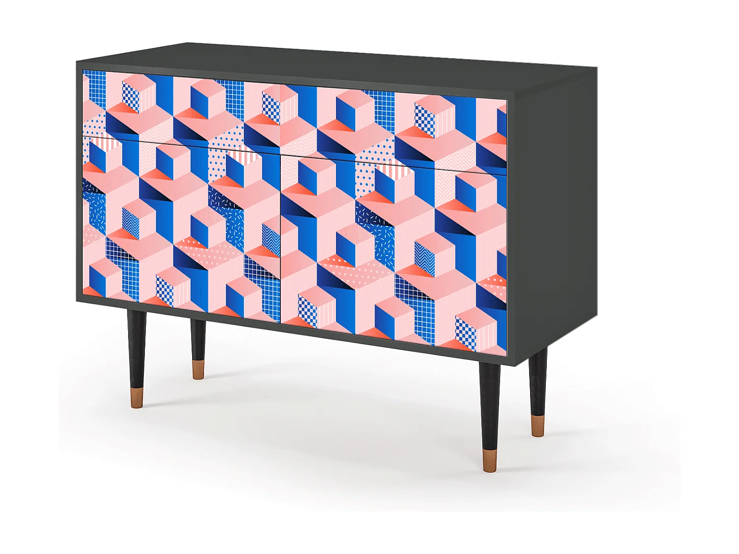 Buffet - 115x85x48 cm - BS4 - Pinky Squares, Anthracite