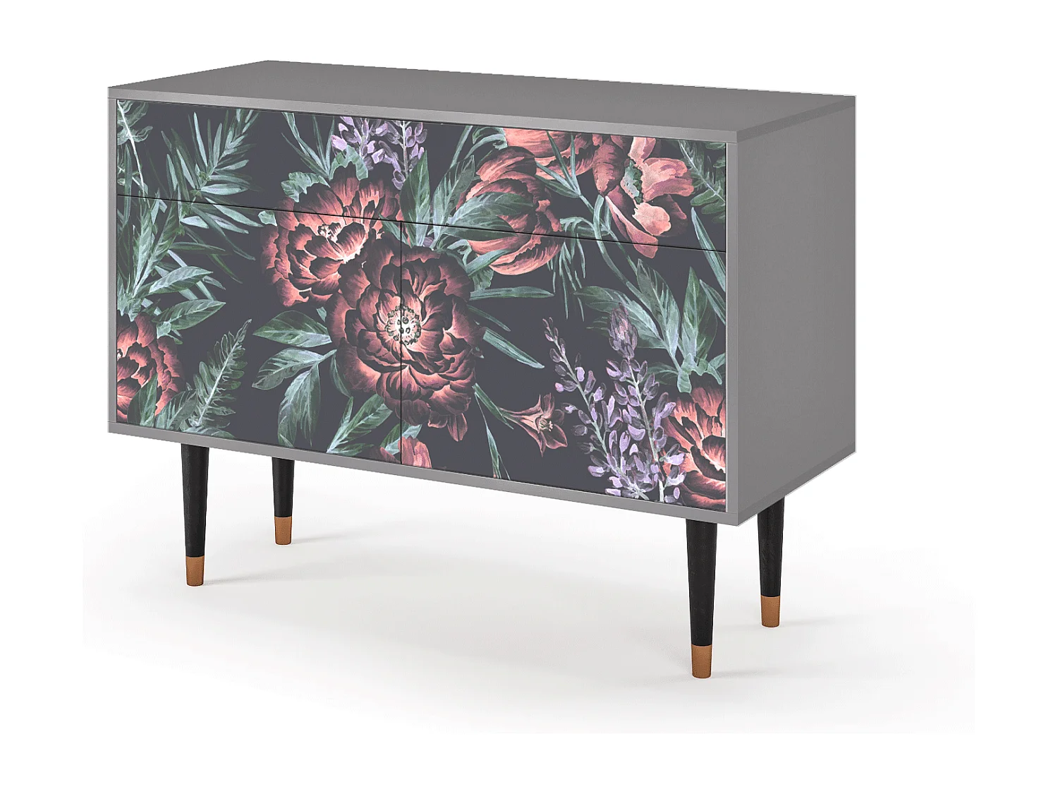 Sideboard - 115x85x48 cm - BS4 - Dark Peonies, Grau