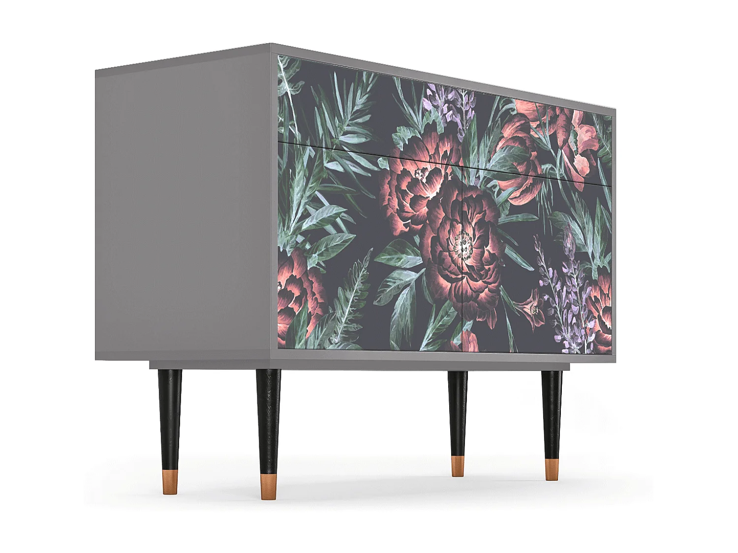 Credenza - 115x85x48 cm - BS4 - Dark Peonies, Grigio