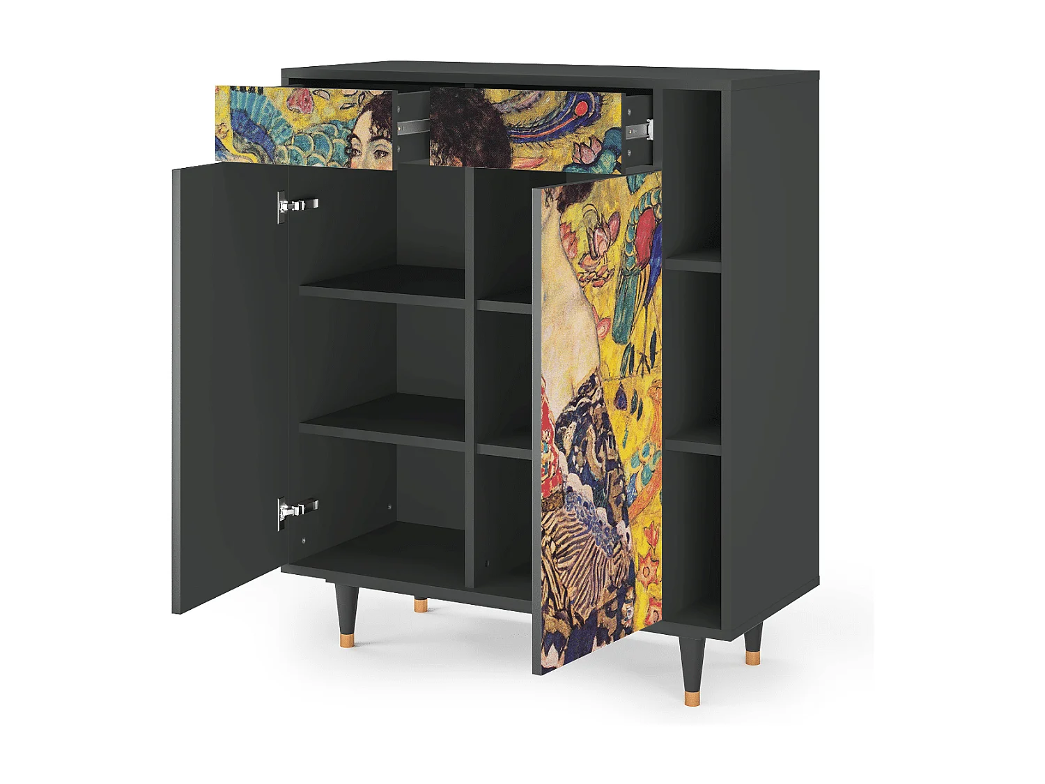 Sideboard - 96х110х41 cm - BS6 - Lady with Fan by Klimt, Anthrazit