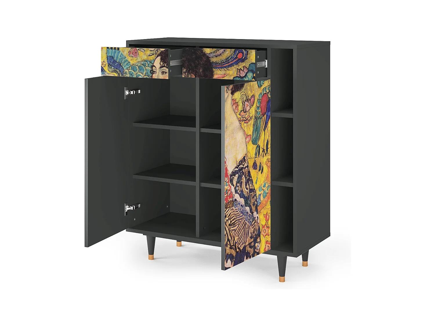 Buffet - 96х110х41 cm - BS6 - Lady with Fan by Klimt, Anthracite