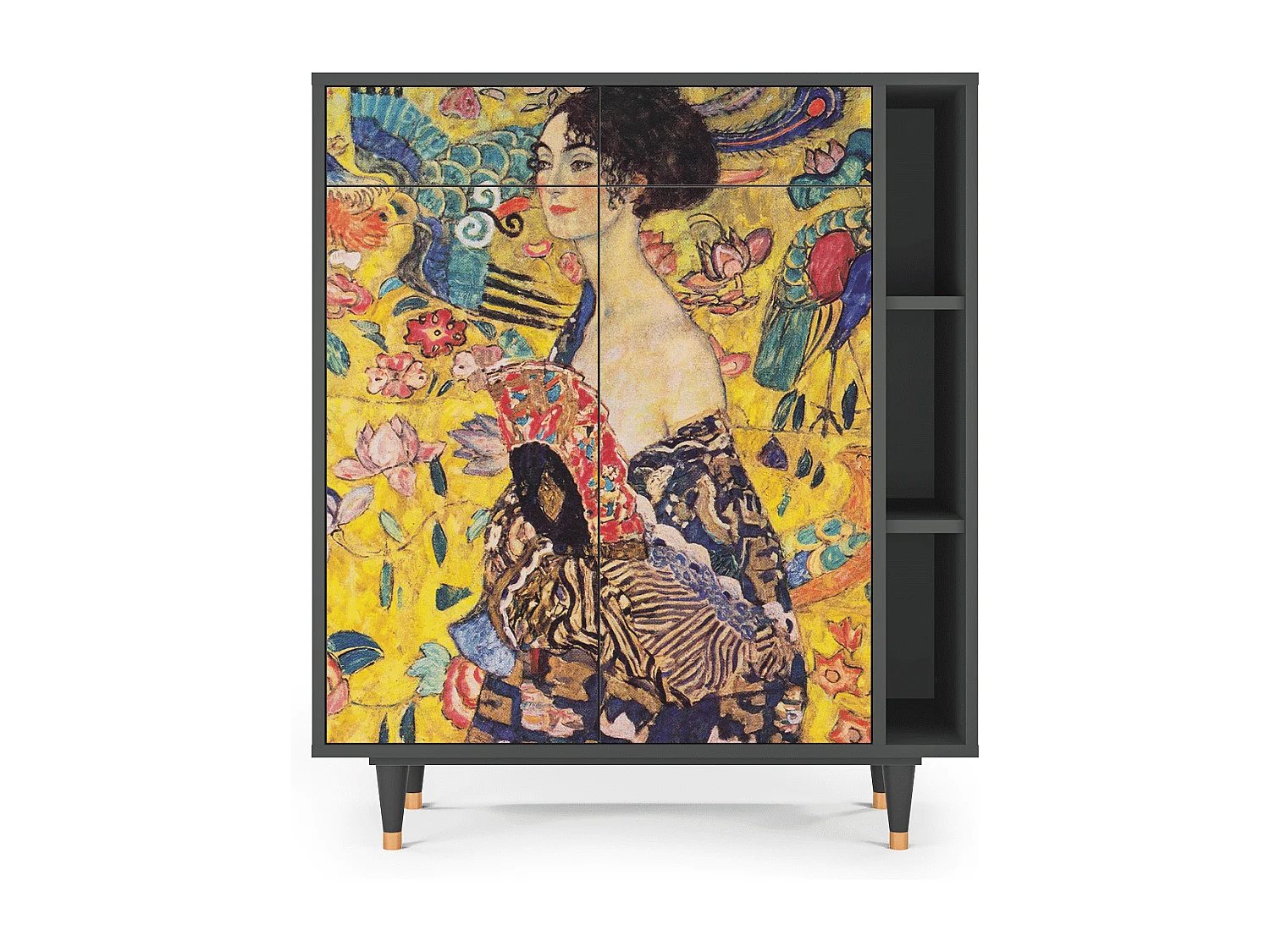 Kredens - 96х110х41 cm - BS6 - Lady with Fan by Klimt, Antracyt