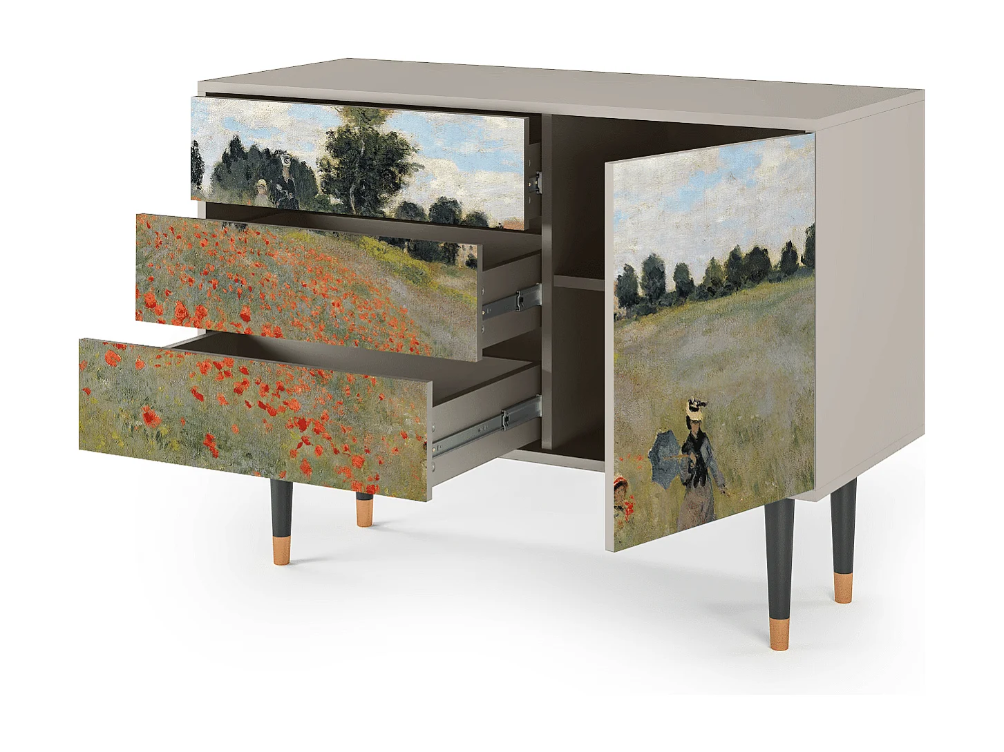 Kredens - 115х84х41 cm - S3 - The Poppy Field   , Piaskowy