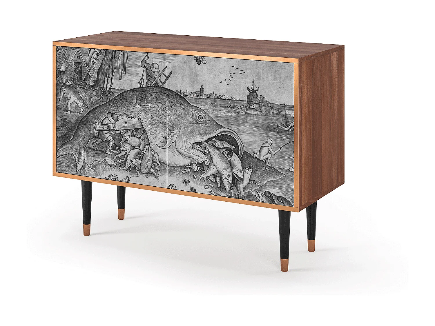 Kredens - 115x85x48 cm - BS4 - Big Fish Eat Little, Orzech