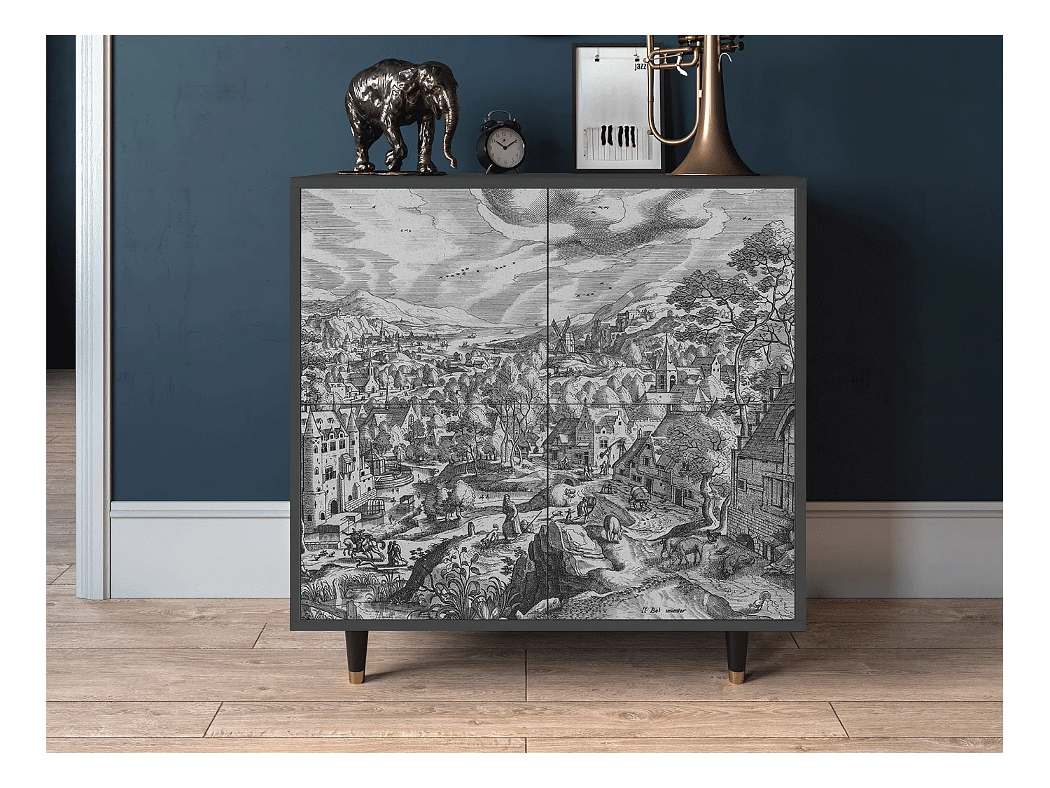Kredens - 94x96x48 cm - BS3 - Bird Dropping, Antracyt