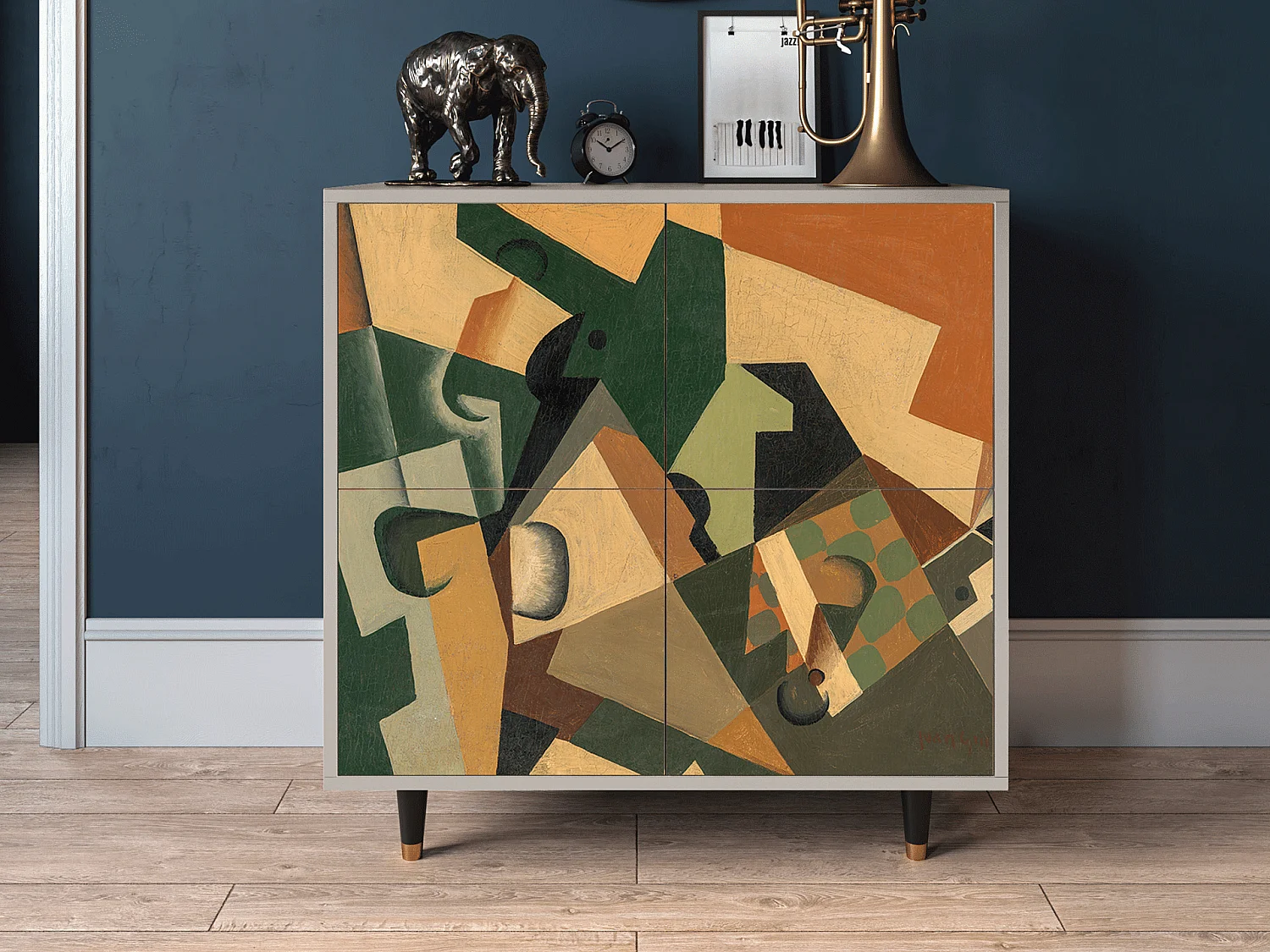 Credenza - 94x96x48 cm - BS3 - Glass and Checkerboard, Sabbia