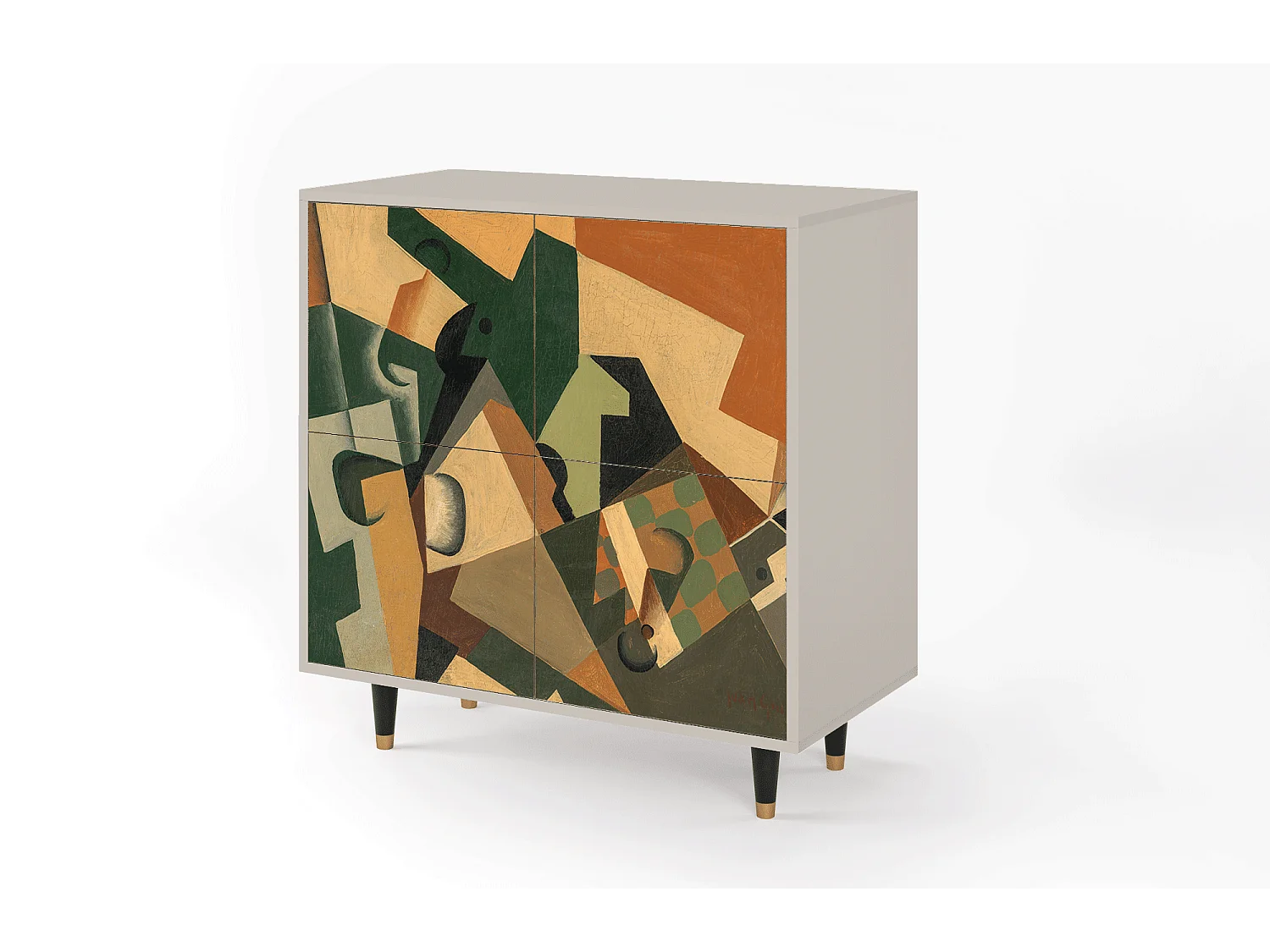 Sideboard - 94x96x48 cm - BS3 - Glass and Checkerboard, Sand