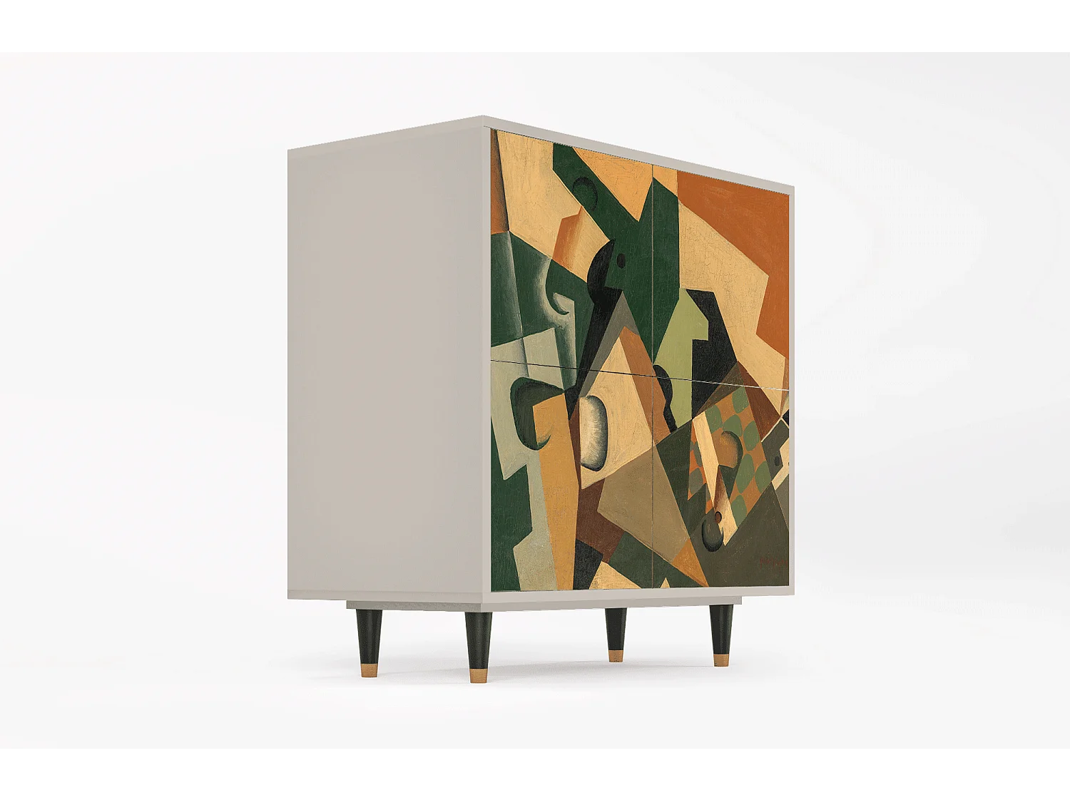Sideboard - 94x96x48 cm - BS3 - Glass and Checkerboard, Sand