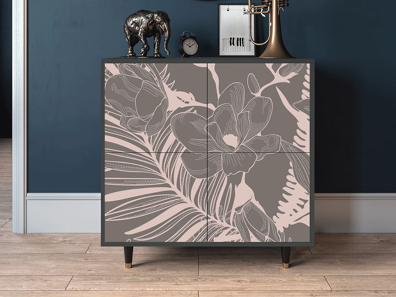 Buffet - 94x96x48 cm - BS3 - Issabelline Flower, Anthracite